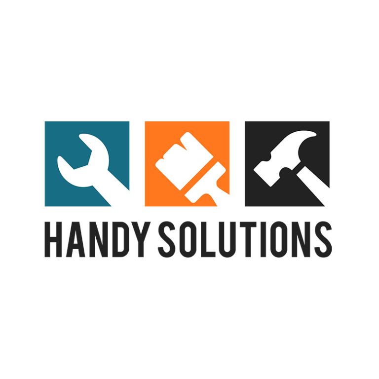 Handy Solutions branding, logo on light